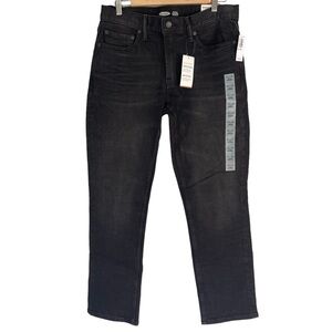 Old Navy Straight Leg Built in Flex Denim Jeans Medium Dark Wash Distress 32x30